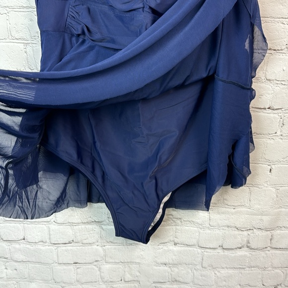 BloomChic Navy Tiered Hem Mesh Swim Dress Plus Size 6X - Picture 6 of 8